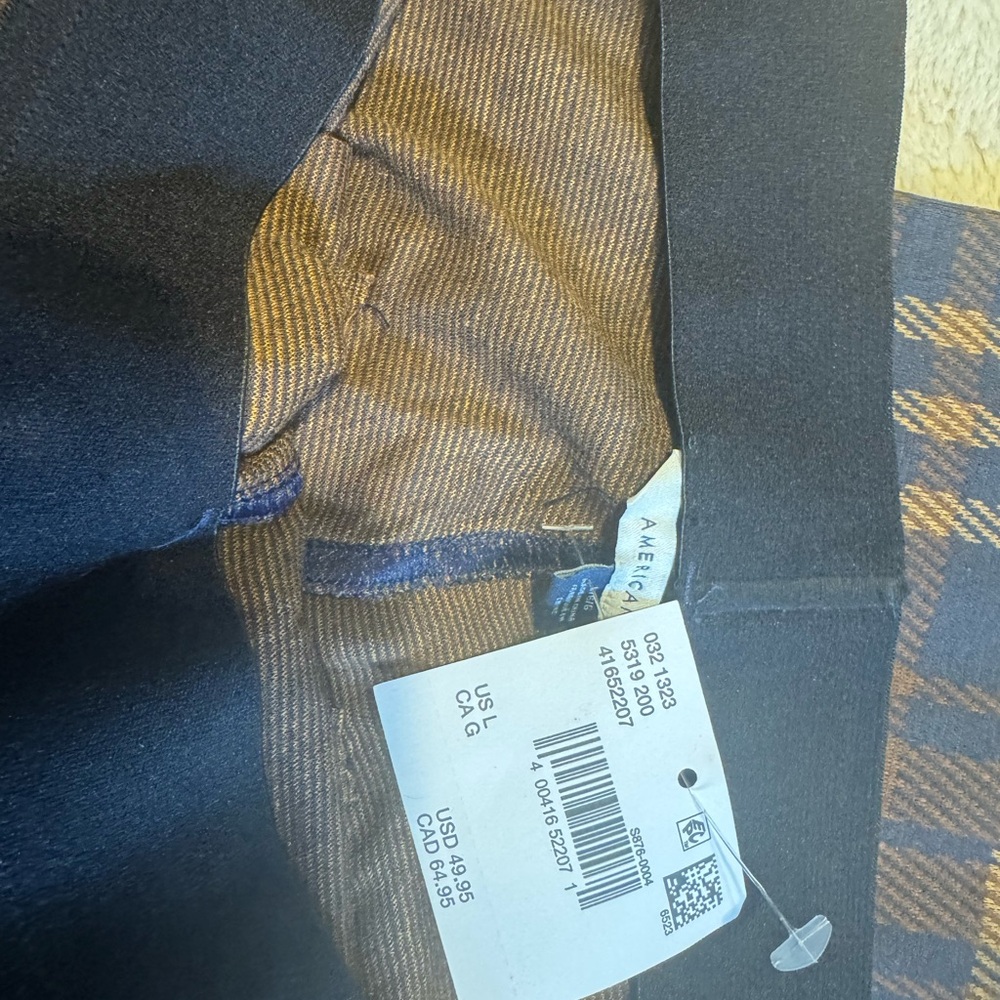 Elegant Plaid Pants in Brown and Blue - Picture 2 of 2